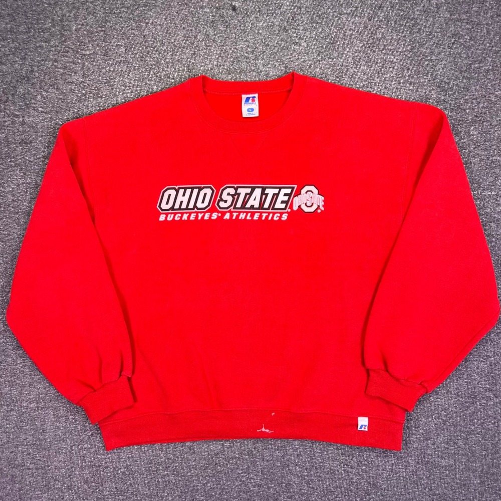 Russell Athletic Sweatshirt Mens L Red Ohio State Buckeyes Athletics NCAA Sporty